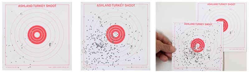 Gun patterning, three targets with three patterns